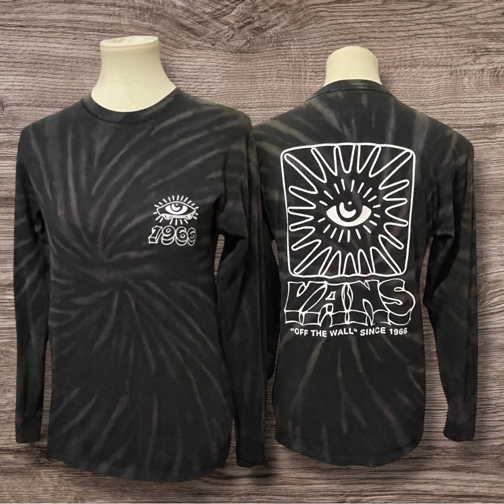Vans Off The Wall All Seeing Space Dye Long Sleeve Black T-Shirt Small GUC